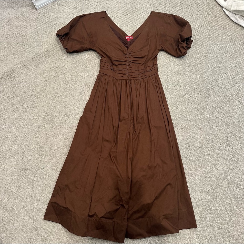 Staud Greta Puff Sleeve Midi Dress - Picture 2 of 4